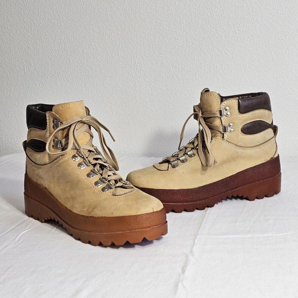 Vintage GRAND PIONEER Italian Work Brown Leather Boots Fits Like Men's US 10 - Picture 5 of 12